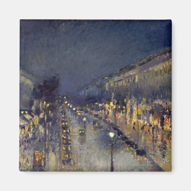 Boulevard Montmartre i Night Pissarro Magnet (Framsidan)
