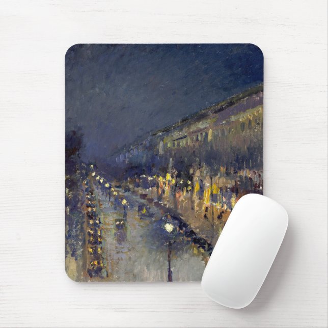 Boulevard Montmartre i Night Pissarro Musmatta (Med mus)