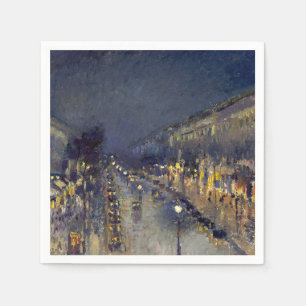 Boulevard Montmartre i Night Pissarro Pappersservett