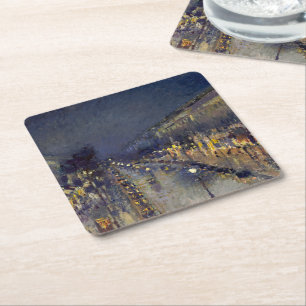 Boulevard Montmartre i Night Pissarro Underlägg Papper Kvadrat