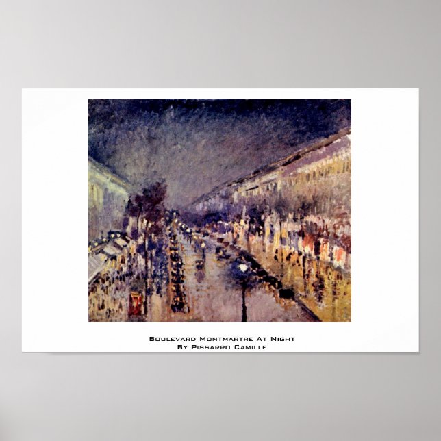 Boulevard Montmartre på natten av Pissarro Camille Poster (Framsidan)