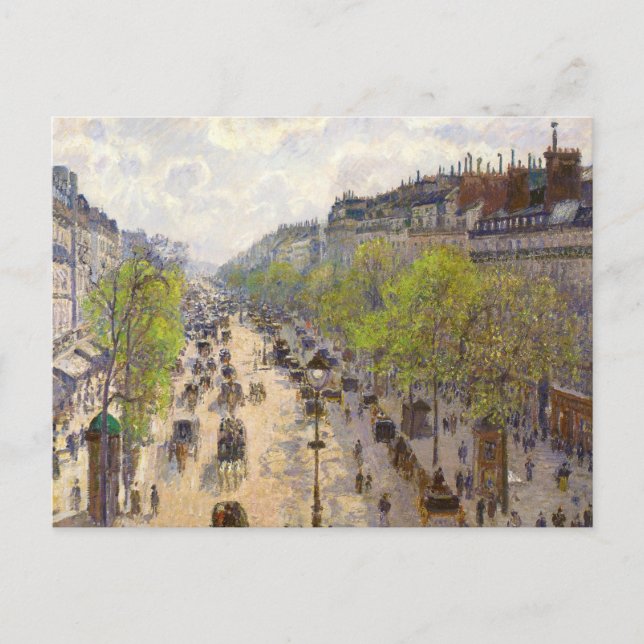 Boulevard Montmartre, vår av Camille Pissarro Vykort (Framsida)