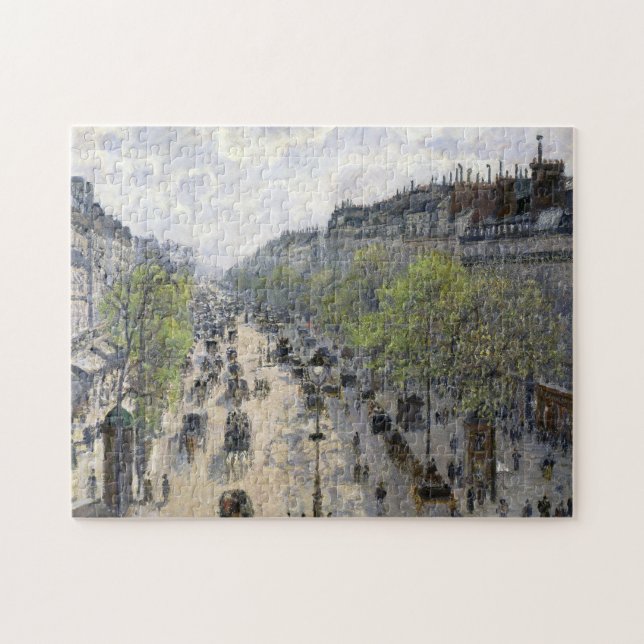 Boulevard Montmartre Vår Paris Camille Pissarro Pussel (Horisontell)