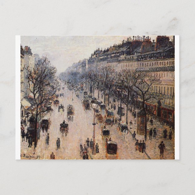 Boulevard Montmartre Winter morse av Camille Vykort (Framsida)