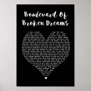 Boulevard of Broken Dreams Black Heart Sång Lyric Poster