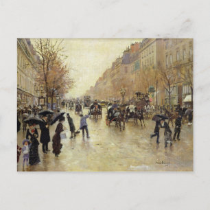 Boulevard Poissonniere in the Rain, 1885 Vykort