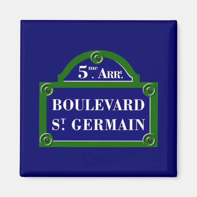 Boulevard Saint-Germain, Paris Street Sign Magnet (Framsidan)