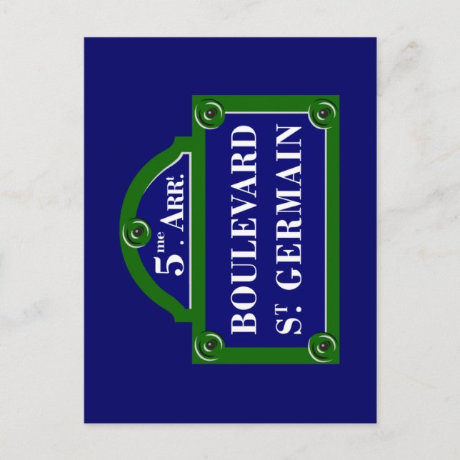 Boulevard Saint-Germain, Paris Street Sign Vykort (Framsida)