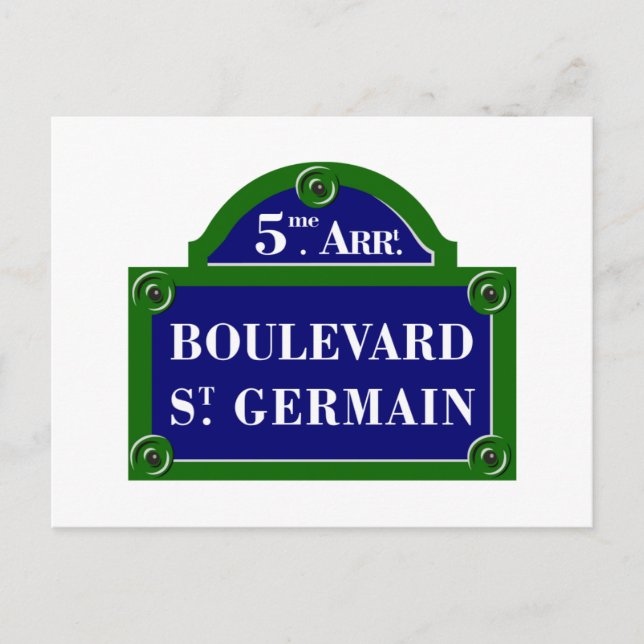Boulevard Saint-Germain, Paris Street Sign Vykort (Framsida)