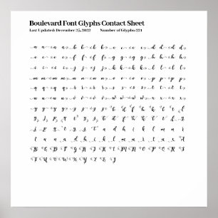 Boulevard-teckensnittsdiagram kontakt Lakan Poster