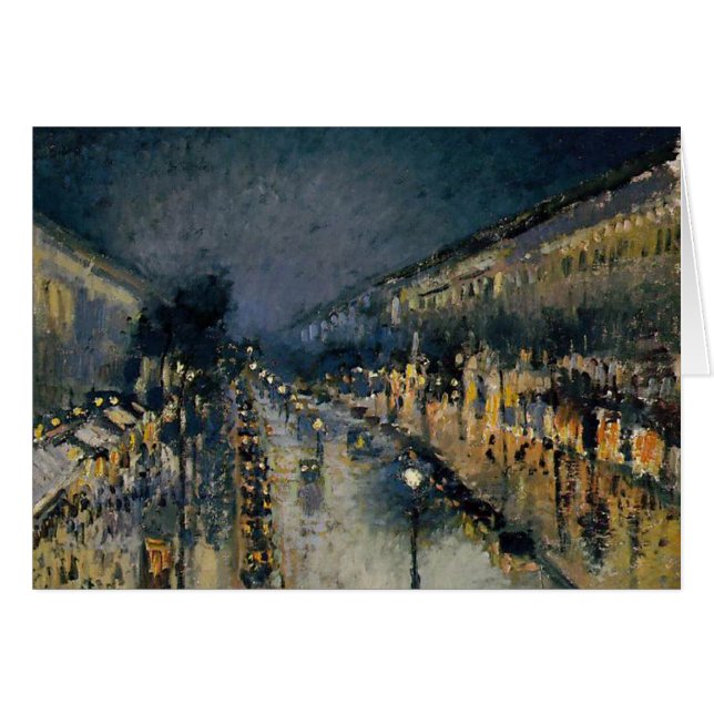 Boulevarde Montmartre på Night ~ Camille Pissarro Hälsningskort (Framsidan Horizontal)