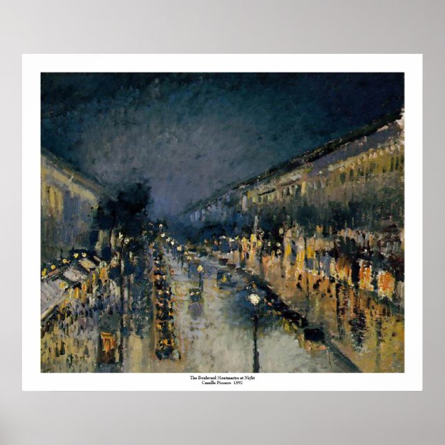 Boulevarde Montmartre på Night ~ Camille Pissarro Poster (Framsidan)