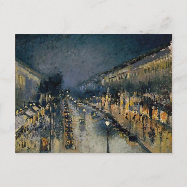 Boulevarde Montmartre på Night ~ Camille Pissarro Vykort (Framsida)
