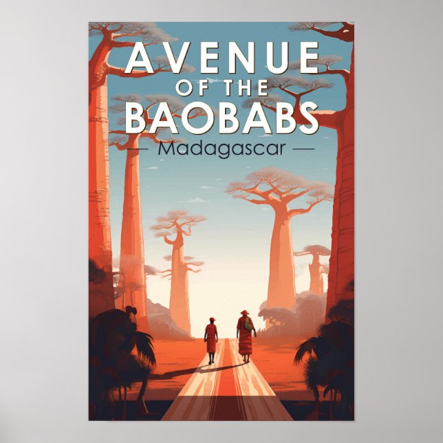 Boulevarden för Baobabs Madagaskar Konst Vintage Poster (Framsidan)