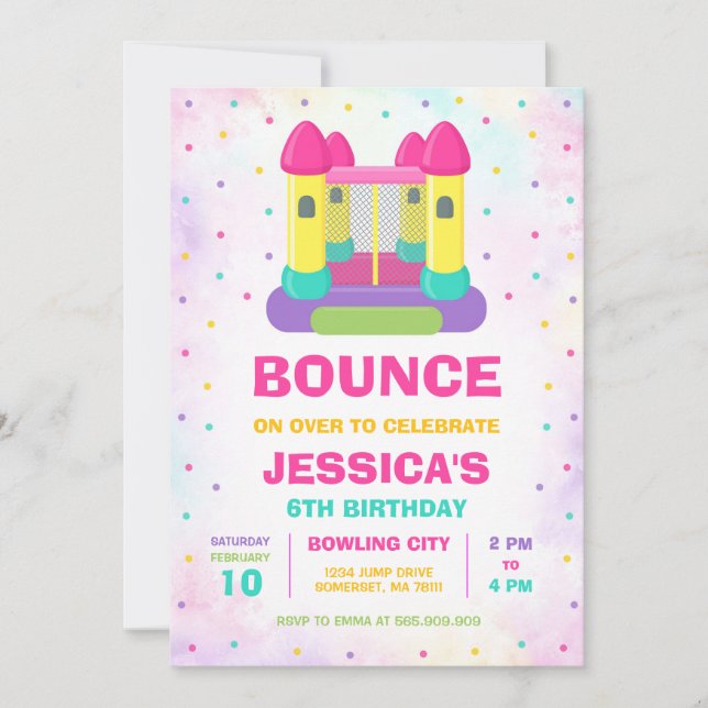 Bounce House Birthday Invitation Inbjudningar (Framsida)