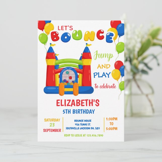 Bounce House Birthday Party Invitations Inbjudningar (Stående Fram)