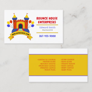 BOUNCE HOUSE INFLATABLES PARTY BIRTHDAY Business Visitkort