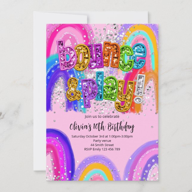 Bounce Party Birthday Any Age Invitation Inbjudningar (Framsida)