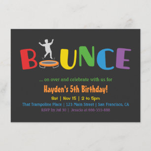 Bounce Trampolin Barnkalas Inbjudan