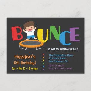 Bounce Trampoline Pojkarnas Födelsedagsfest Inbjud Inbjudningar