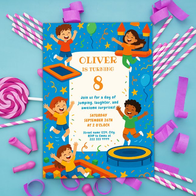 Bouncy Äventyr Birthday Fiesta Inbjudningar (Skapare uppladdad)