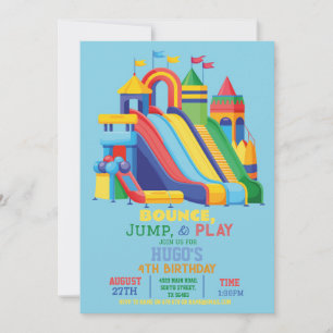 Bouncy Castle Födelsedagsfest Jump Bounum House Inbjudningar