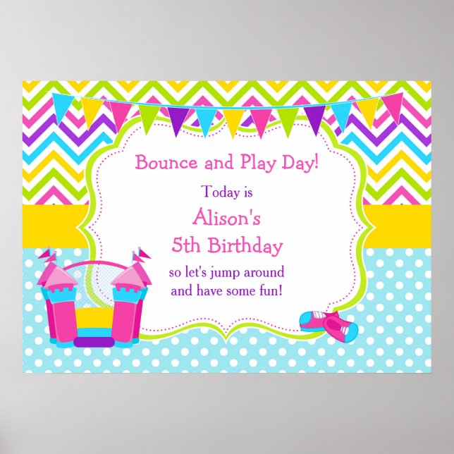 Bouncy House Bouncy Castle Birthday Girl Poster (Framsidan)
