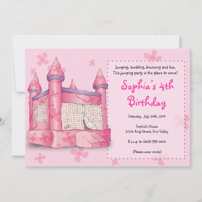 Bouncy Roligt - för flickor! Inbjudningar (Framsida)