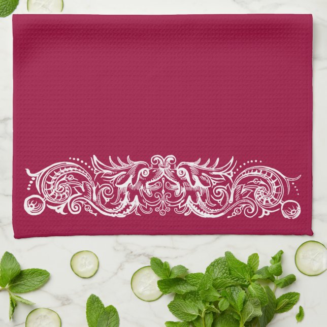 Bound Monsters White Print Kitchen Towel Kökshandduk (Vikta)