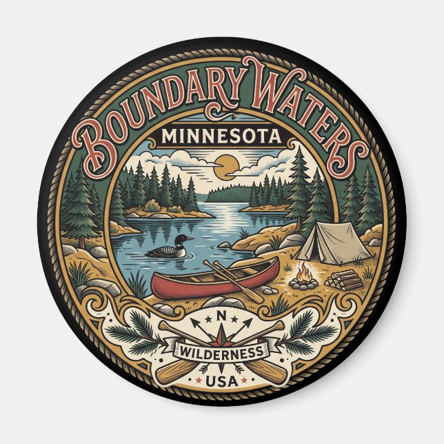 Boundary Waters Canoe Area Wilderness USA Magnet (Framsidan)
