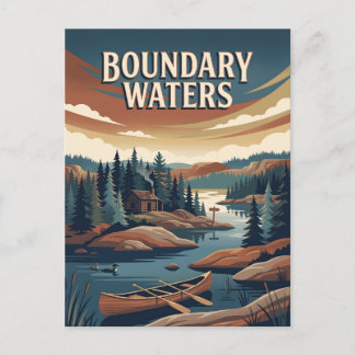 Boundary Waters Minnesota Kanot Vintage Affisch Vykort