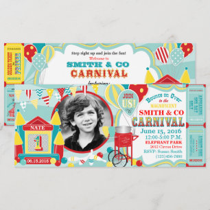 Bounderhus Carnival födelsedag Inbjudningar