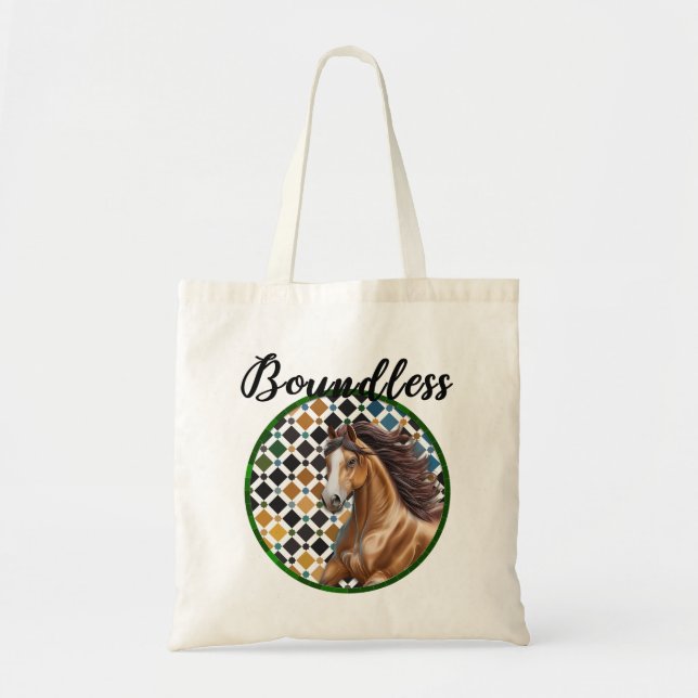 Boundless Horse Tote – Alhambra Geometric Art Bag Tygkasse (Framsidan)