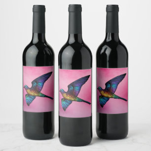 Boundless Wanderer: Flerfärgat Swift Bird Vinflaska Etikett