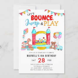 Bounds Jump Play Kids Trampoline Park Birthday Inbjudningar