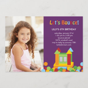 Boung House Photo Birthday Inbjudan - Lila