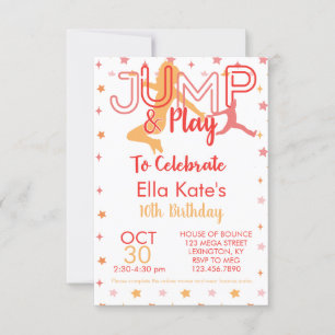 Bounhus Jump Party Trampoline Park Birthday Inbjudningar