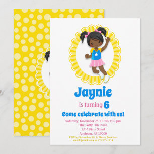 Bouni House Jump African American Girl Birthday Inbjudningar