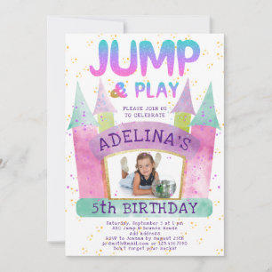 Bouni House Jump Play Gymnastics Barns födelsedag Inbjudningar