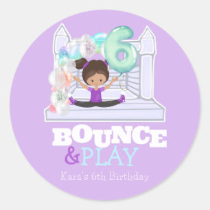 Bouni House Jump Spela sjätte födelsedag Runt Klistermärke