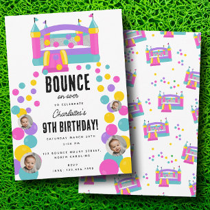 Bouni House Jumping Castle Girls Photo Birthday Inbjudningar