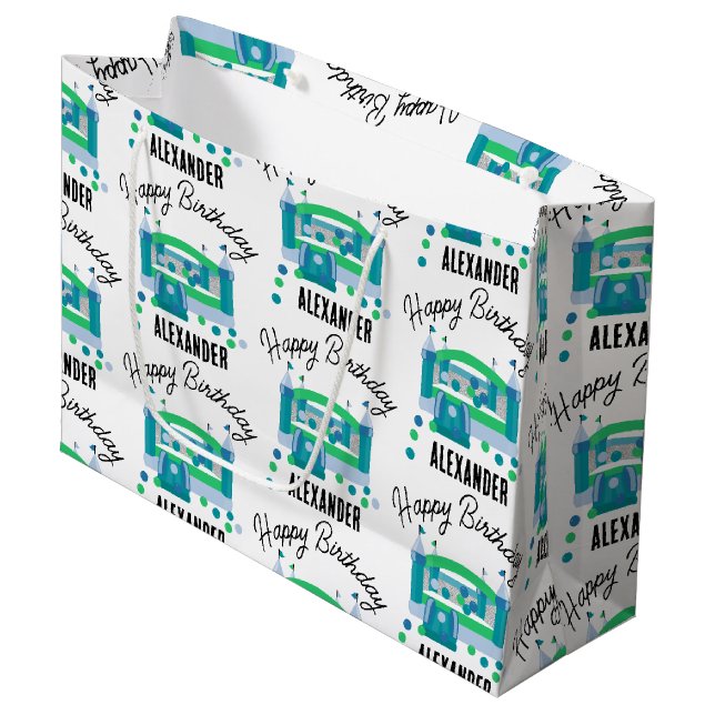 Bounshus Jumping Castle Birthday Namn Kids Boy (Framsidan Vinklad)