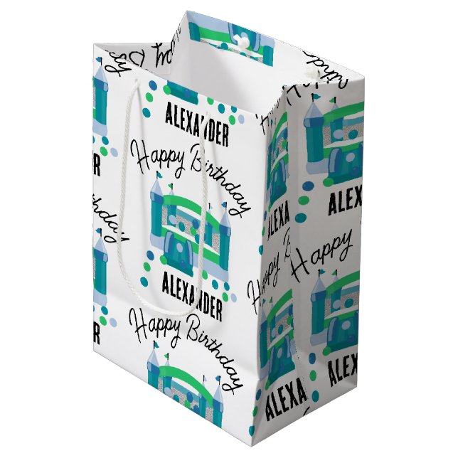 Bounshus Jumping Castle Birthday Namn Kids Boy (Framsidan Vinklad)