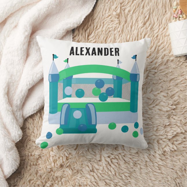 Bounshus Jumping Castle Boll Cute Blue Mönster Kudde (Filt)