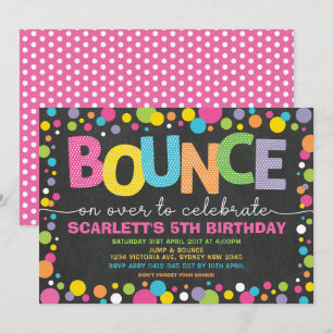 Bount Jump Trampoline Party Birthday Girl Inbjudningar