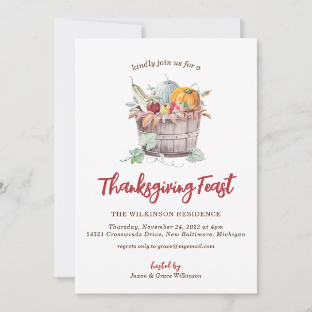 Bountiful Bushel Basket Thanksgiving-inbjudan Julkort (Framsida)