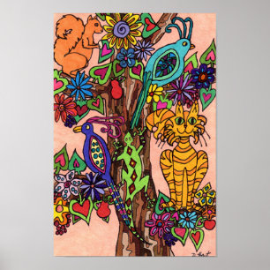 Bountiful Livets träd Folk Art Poster