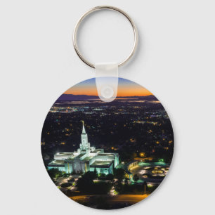 Bountiful solnedgång för Lds Mormontempel Nyckelring