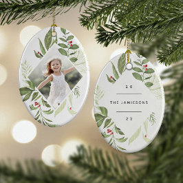 Bountilful botanik | Geometriskt foto för Elegant Julgransprydnad Keramik