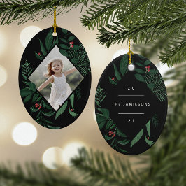 Bountilful botanik | Geometriskt foto för Elegant Julgransprydnad Keramik